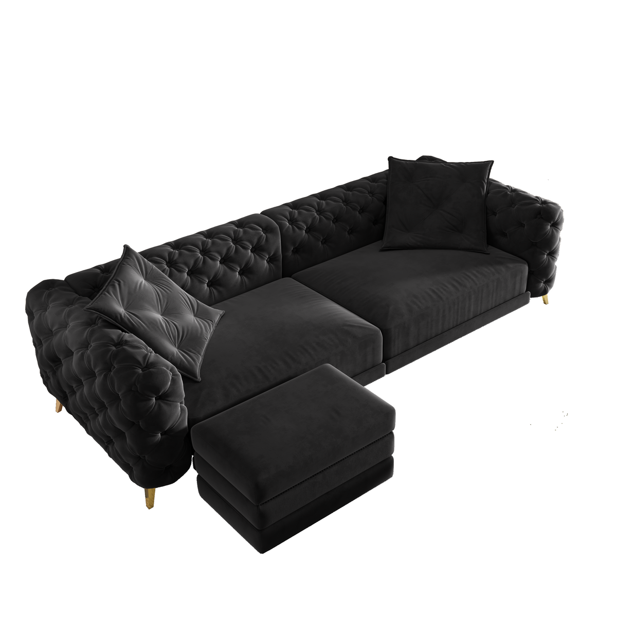 97.7' 3-in-1 Convertible Sleeper Sofa, 28.4' Deep Seat Pull Out Sofa Bed,Button Tufted Modern Sofa, 4-Seater Couch with Movable Ottoman for Apartment, Office, Bedroom,Beige/White