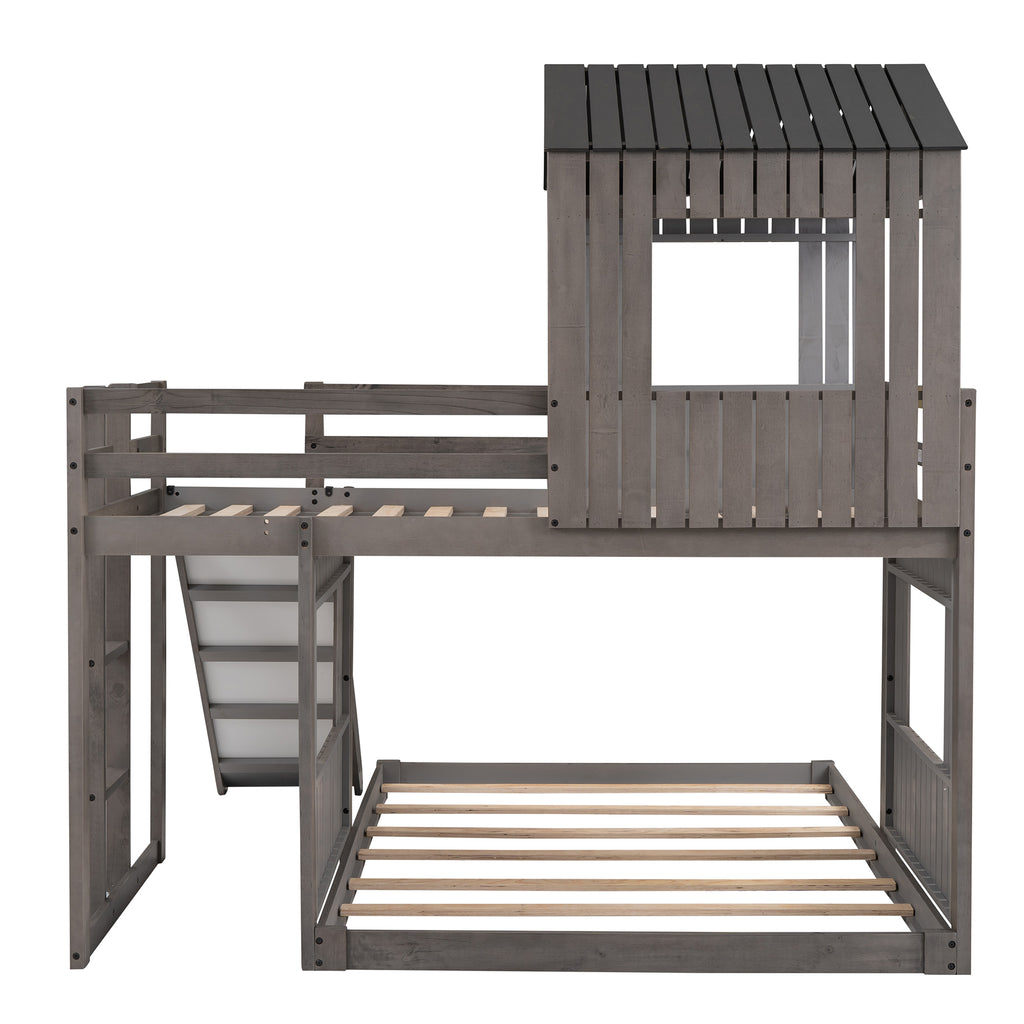 Lower full bunk with playhouse frame