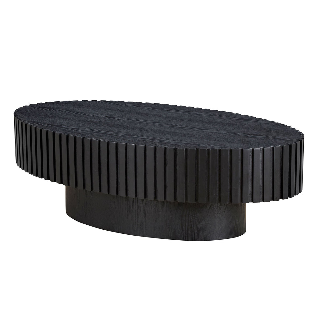 Oval Drum Coffee Table with Pedestal Base — Modern Handcraft Design