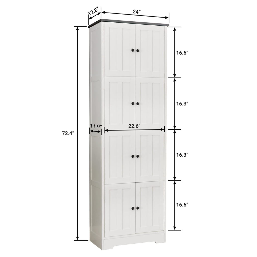 8-door storage cabinet four compartments full view