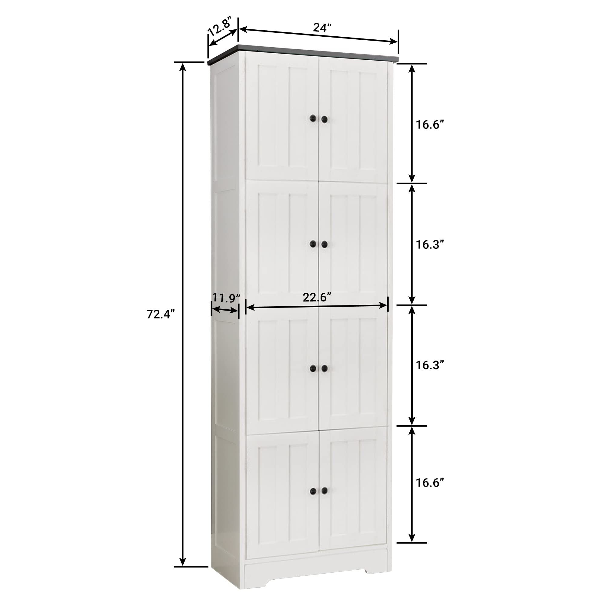 8-door storage cabinet four compartments full view