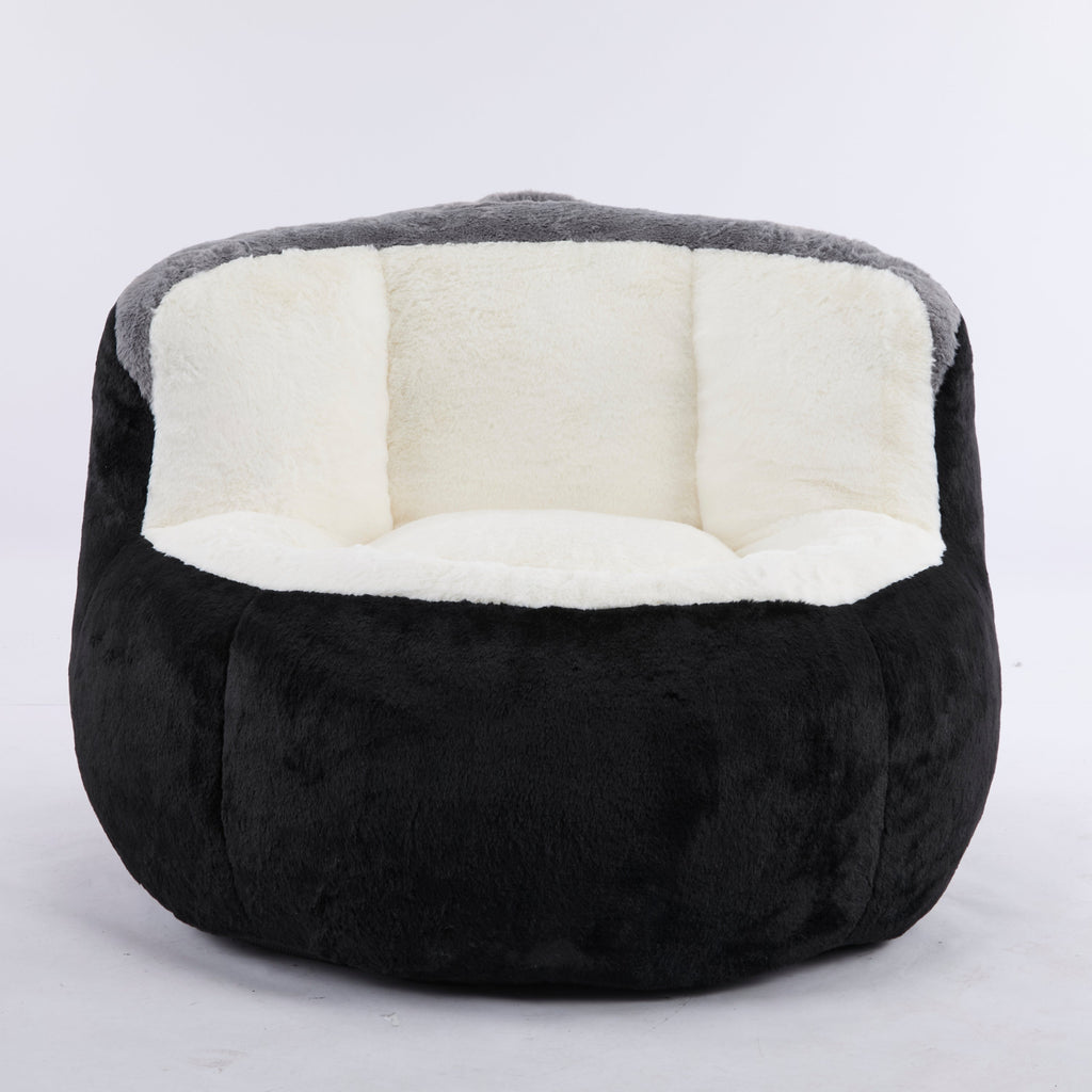 Oversized Bean Bag Chairs,Multicolor Faux Fur Couch Filled with Shredded Sponge,Large Lounger Sofa For Living Room,No Assembly Required , Pink+White+Purple