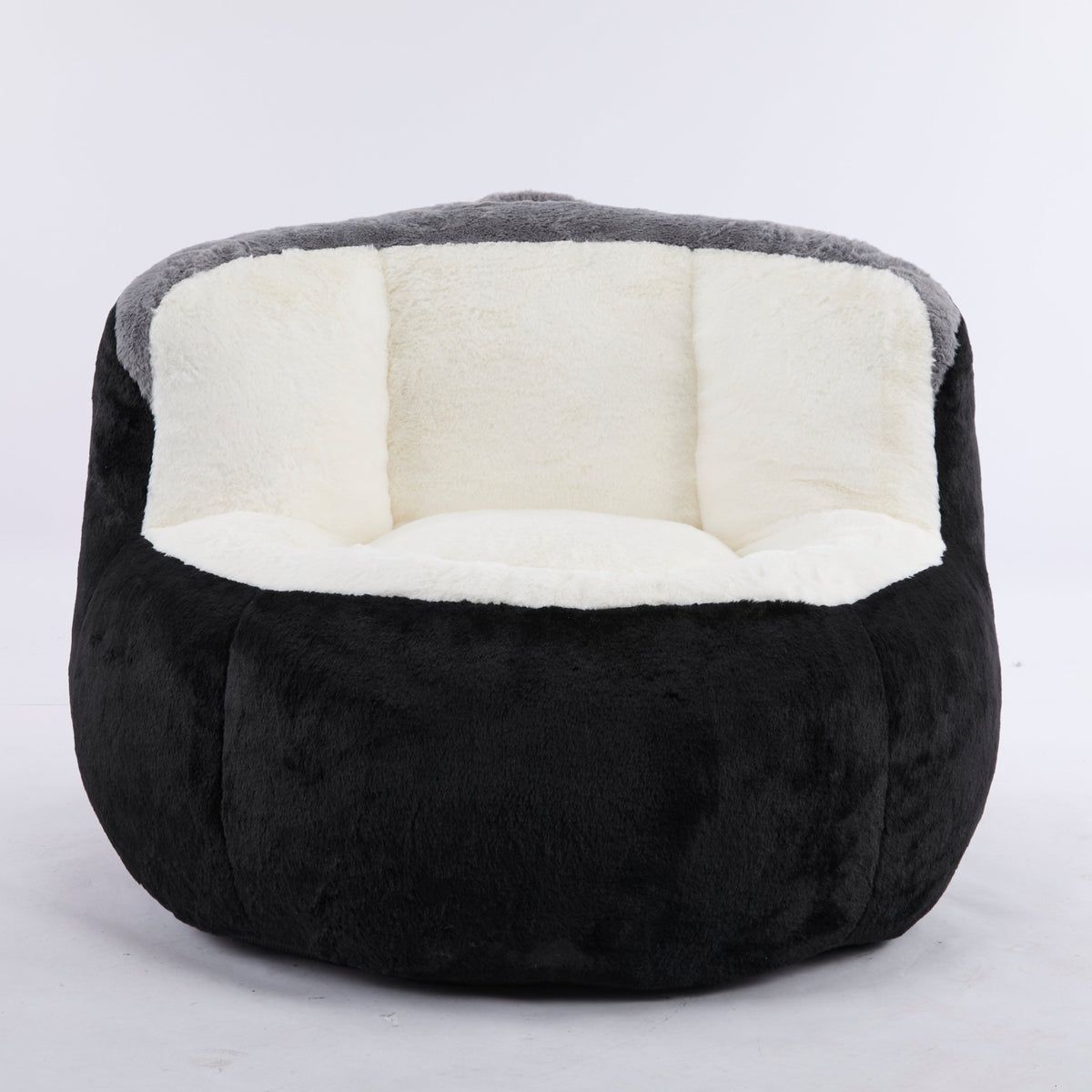 Oversized Bean Bag Chairs,Multicolor Faux Fur Couch Filled with Shredded Sponge,Large Lounger Sofa For Living Room,No Assembly Required , Pink+White+Purple