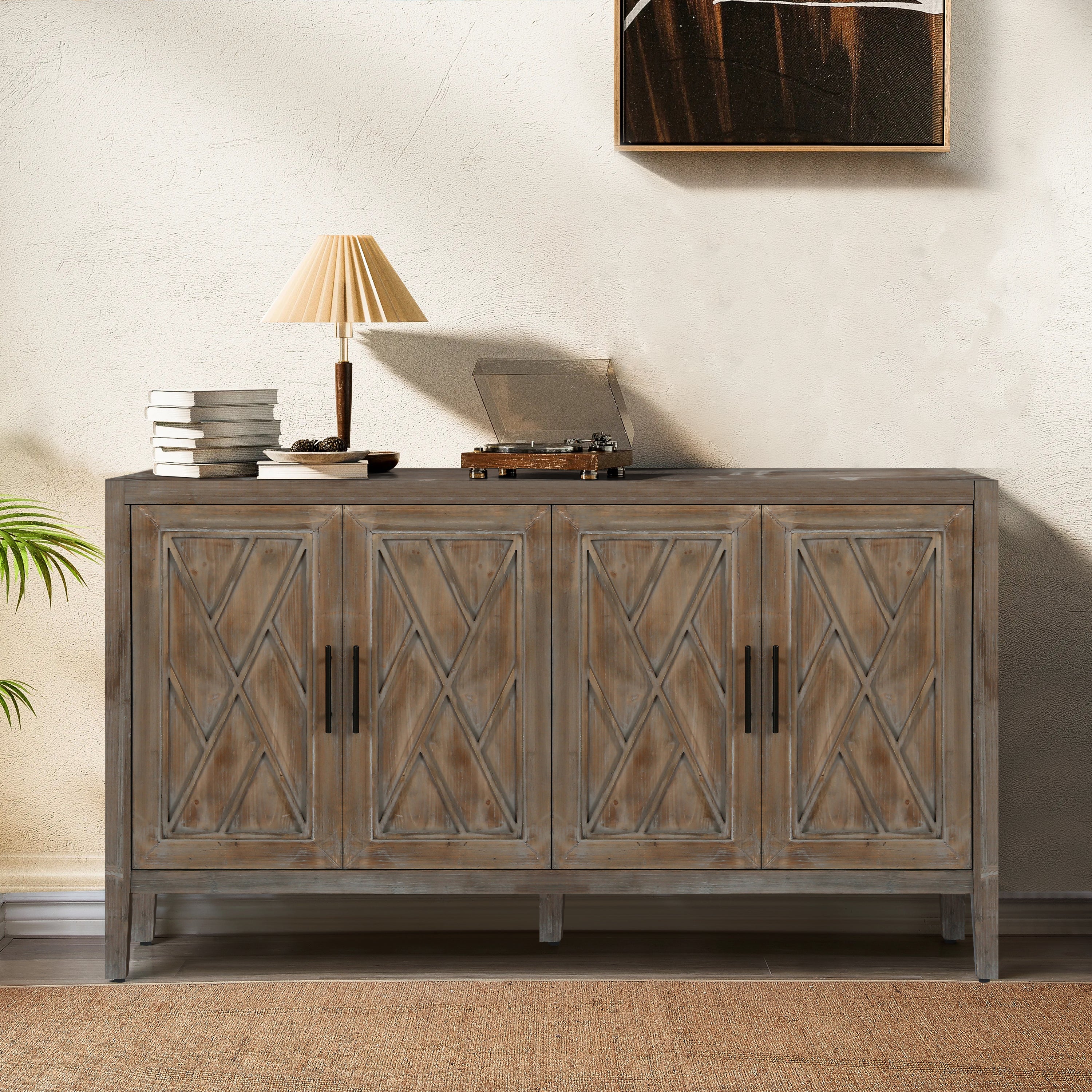 Farmhouse sideboard buffet cabinet full view