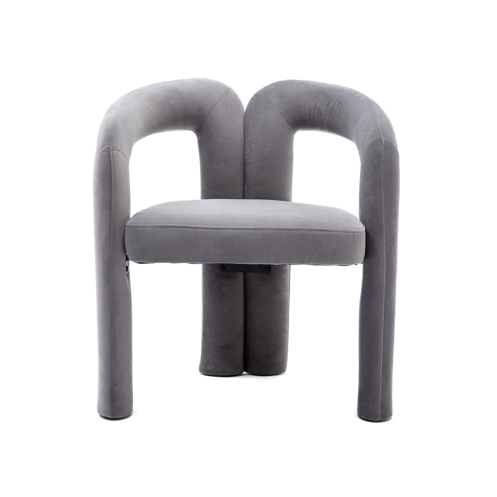 Modern barrel dining chair gray velvet — room decor