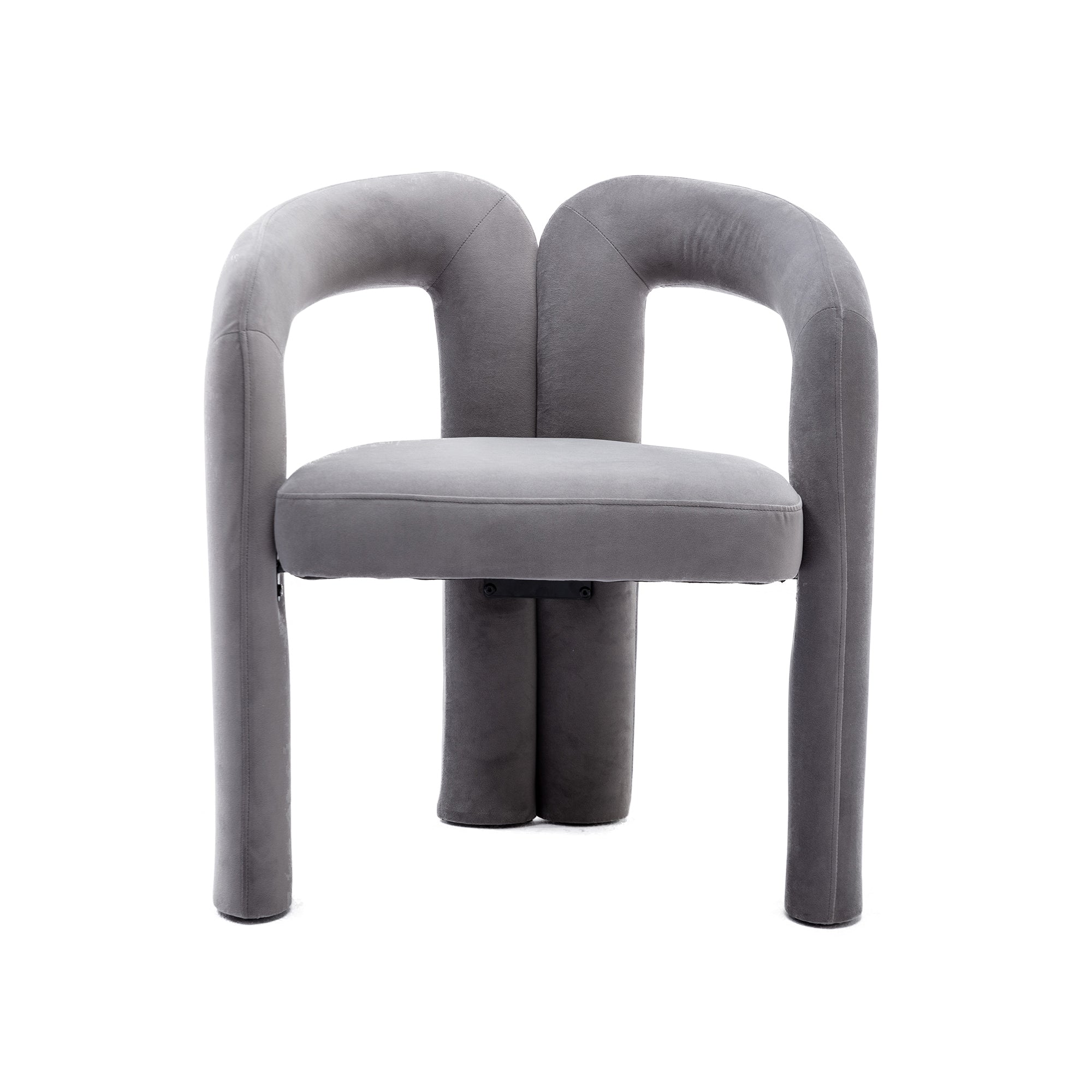 Modern barrel dining chair gray velvet — room decor