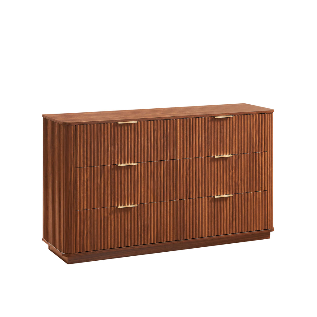 6-drawer dresser top surface and wave panel detail