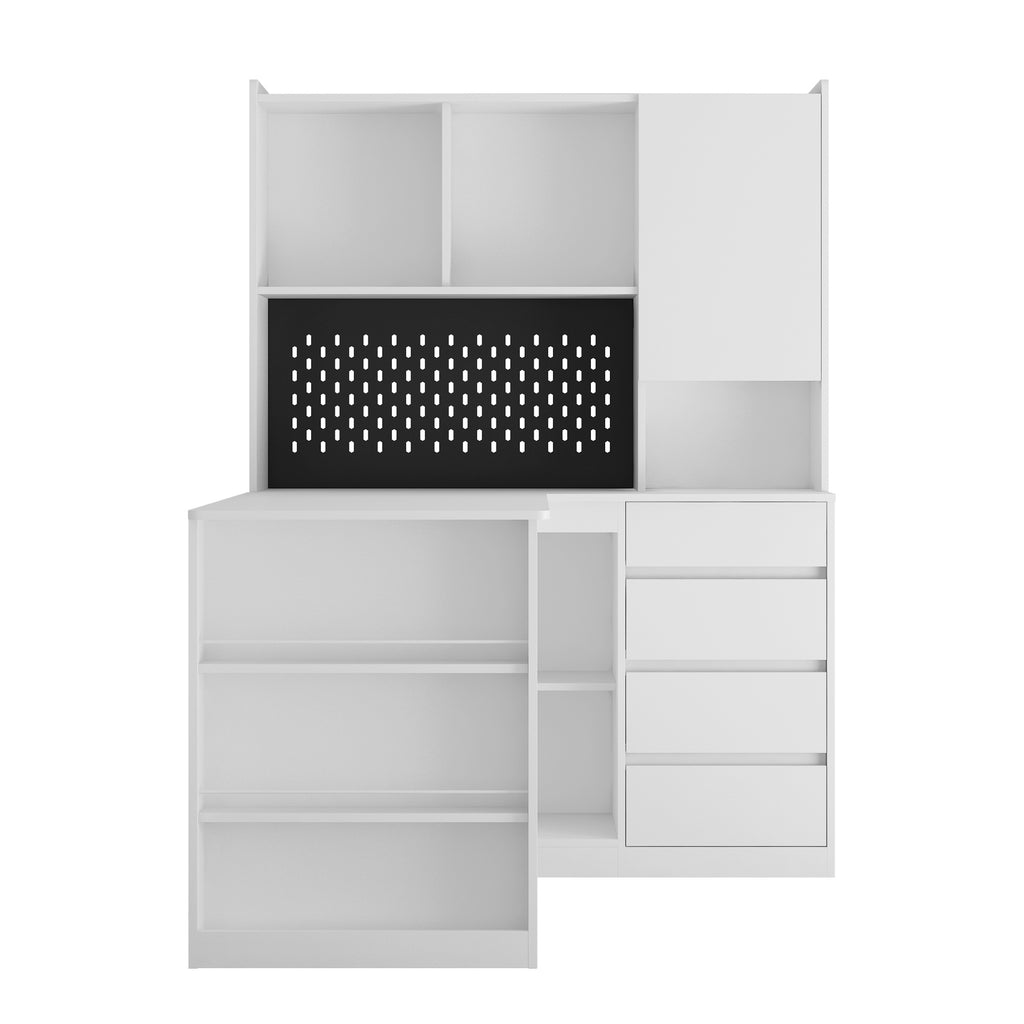 Computer desk bookshelf shelving tower detail