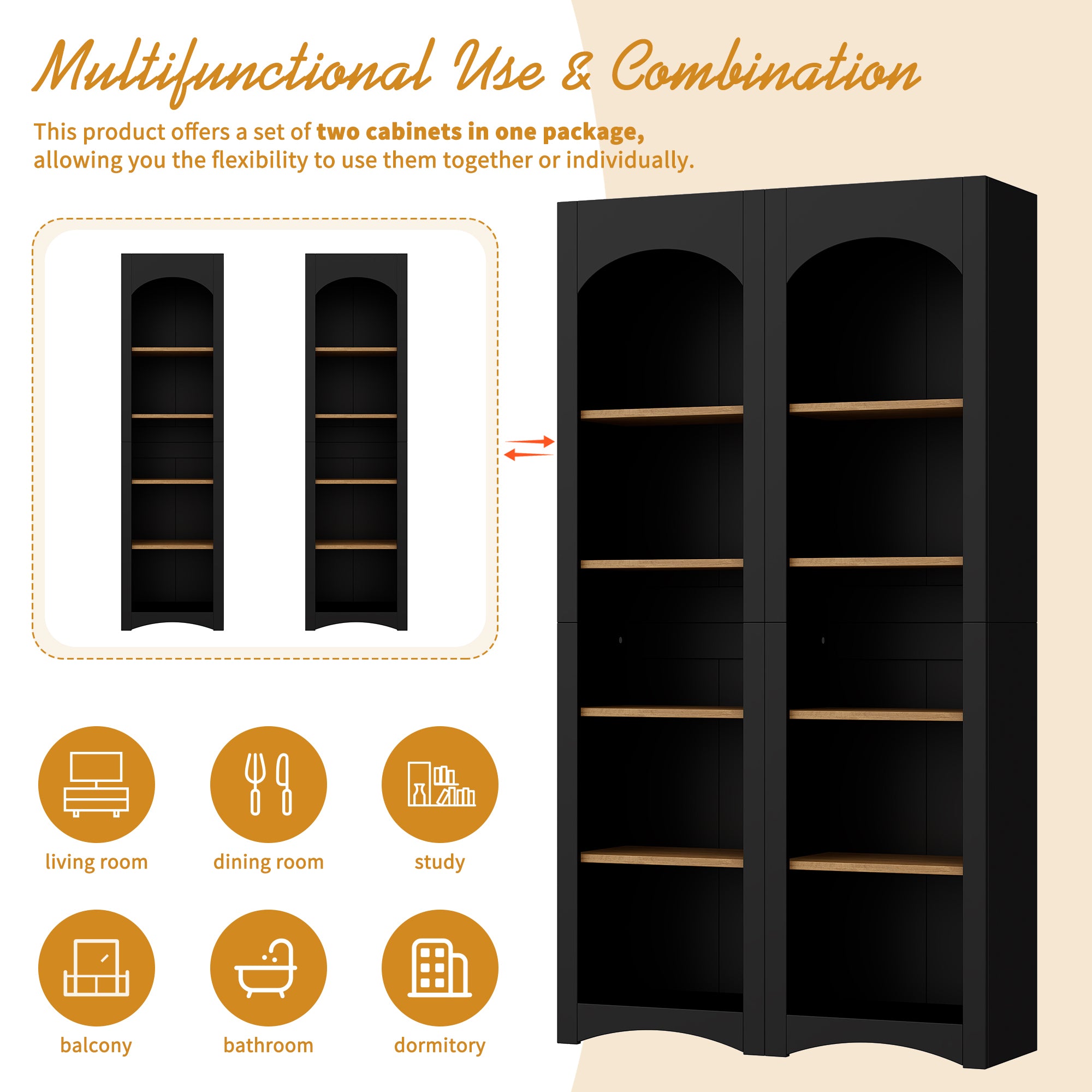 Wood-grain shelf detail on black entertainment center