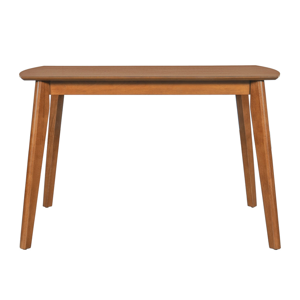 Farmhouse Dining Table Set for 4, Wood Kitchen Table & 4 Upholstered Chairs with Sturdy Rubber Wood Frame, Padded Seat, Curved Backrest, Space-Saving Dinette Set for Dining Room, Brown+Gray