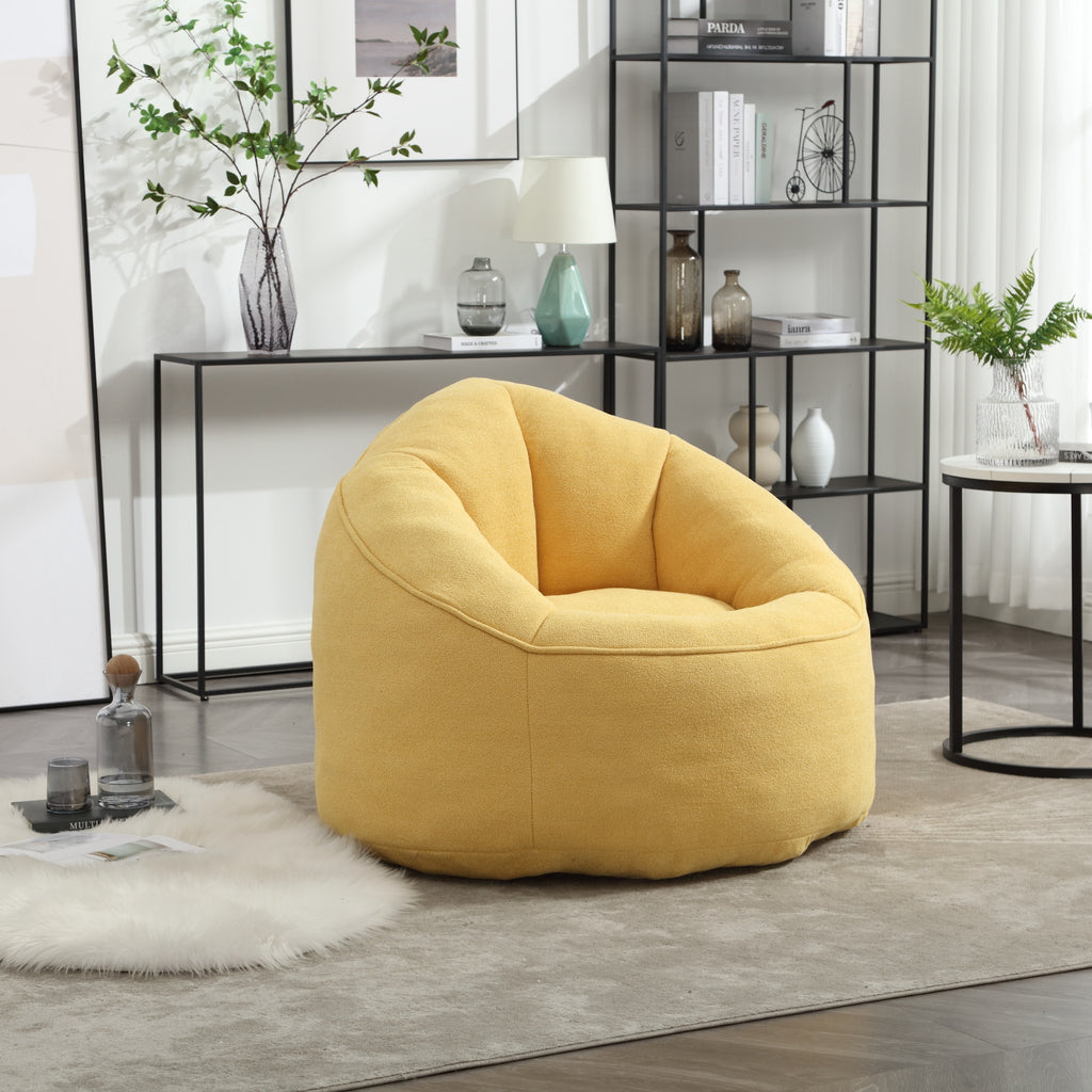 Plush yellow bean bag seating — lifestyle photo