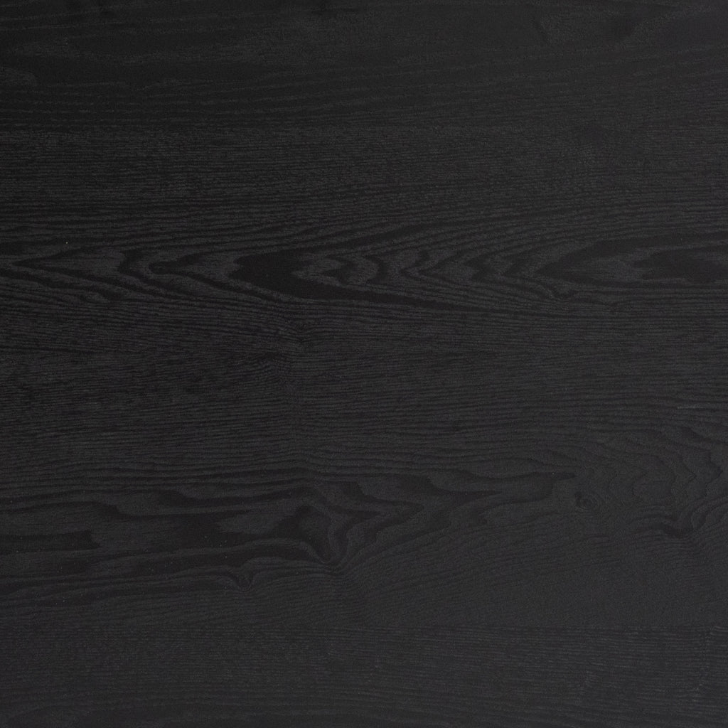 Black wood veneer console table angled display
