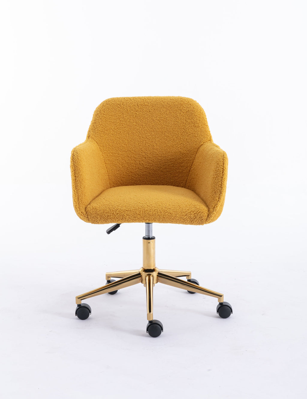 Teddy Office Chair — Adjustable Height with Gold Metal Base & Wheels