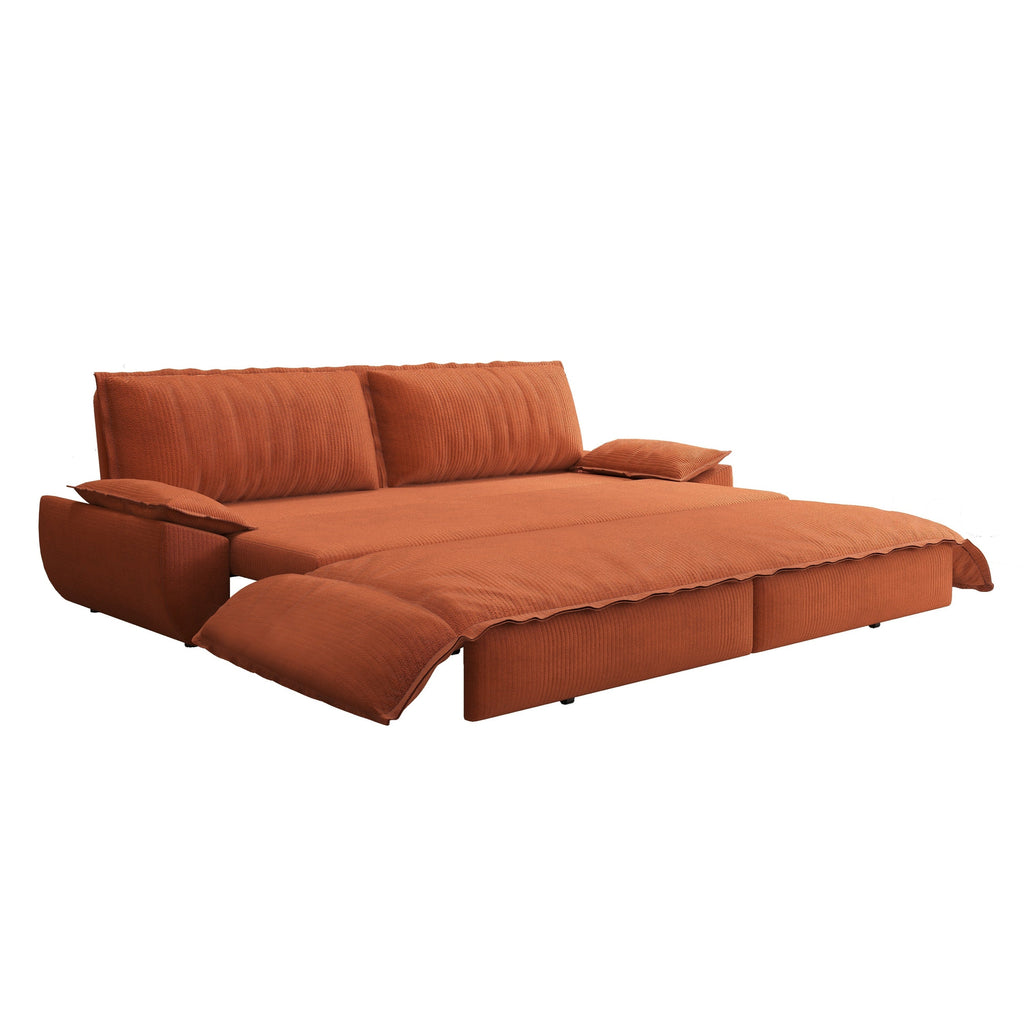 73.2' Queen Pull Out Sofa Bed,3-in-1 Convertible Sleeper Sofa,Multi-Functional Corduroy Loveseat Bed, Grey