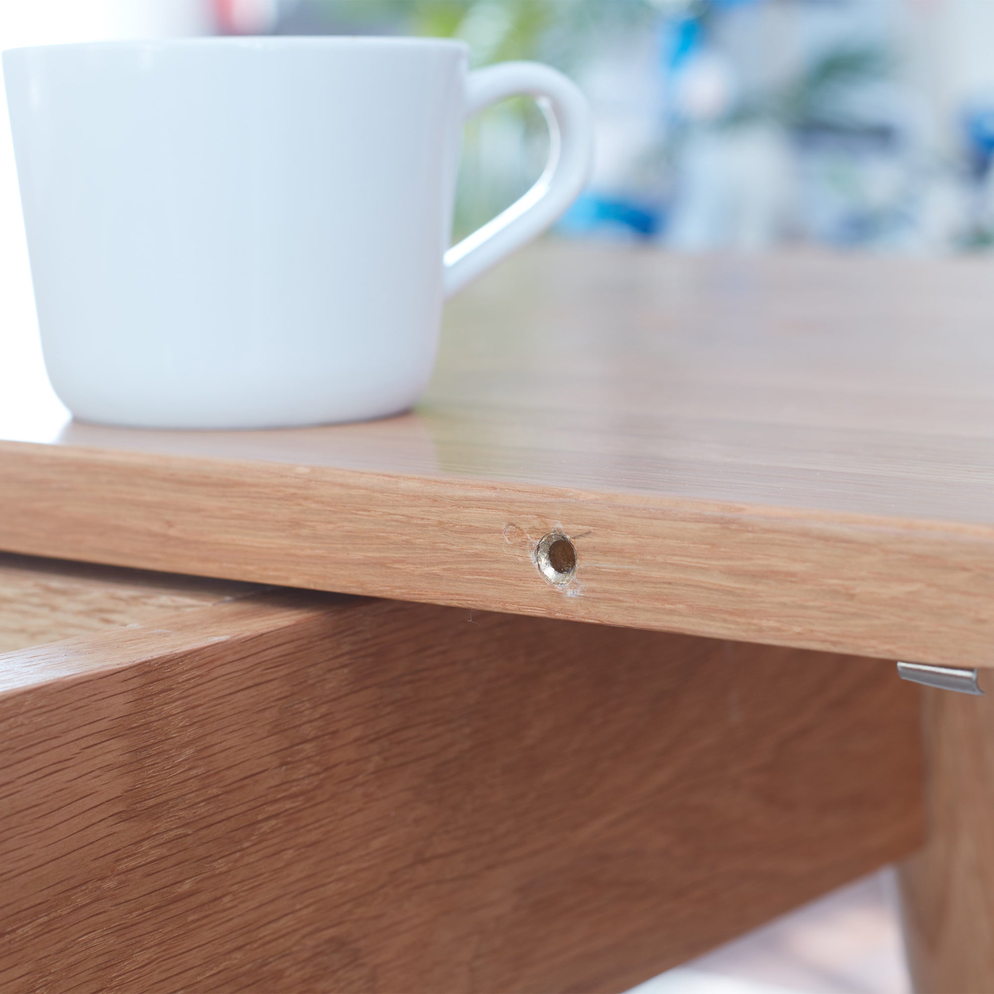 Extendable Solid Oak Dining Table — Round Corners & Diagonal Legs