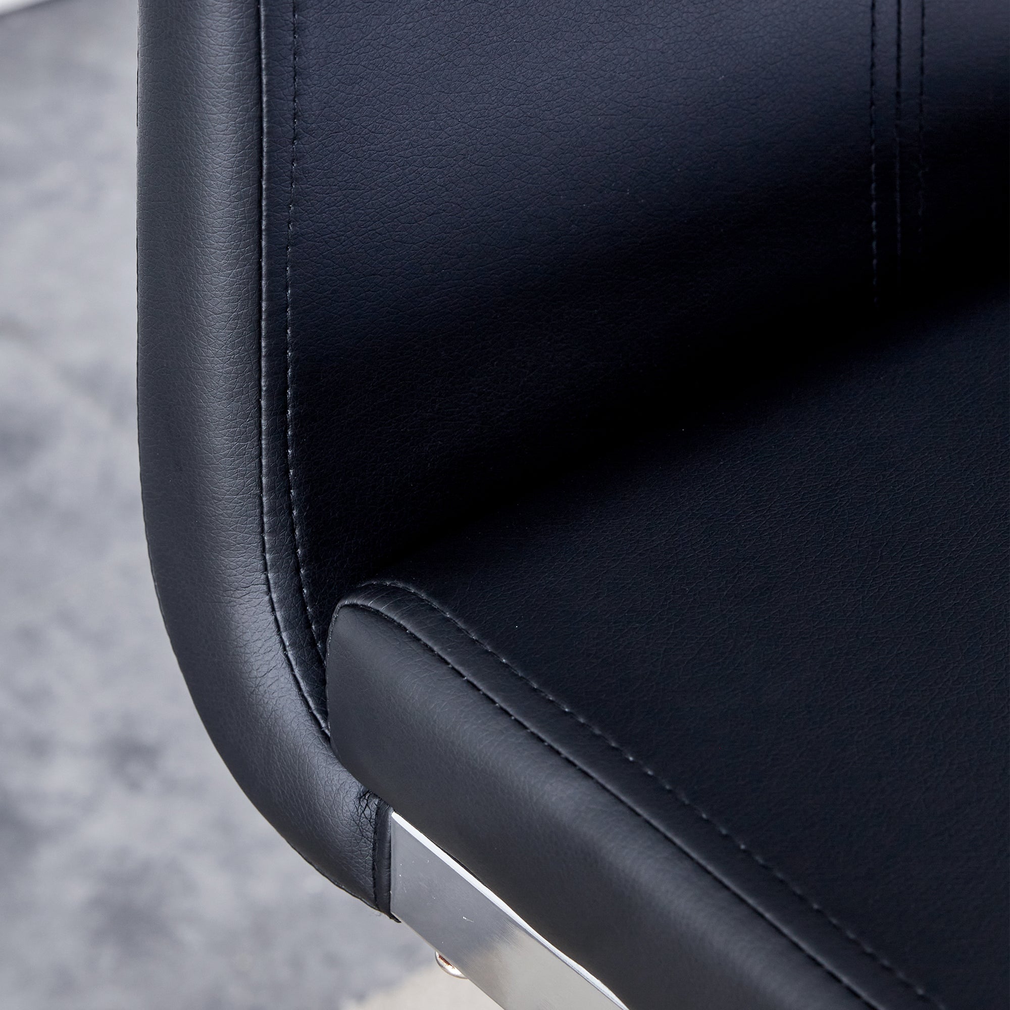 Modern and beautiful bar stool upholstered in PU leather with C-shaped silver metal legs for dining rooms, kitchens, terraces and guest office chairs.(set of 6) (white+PU)