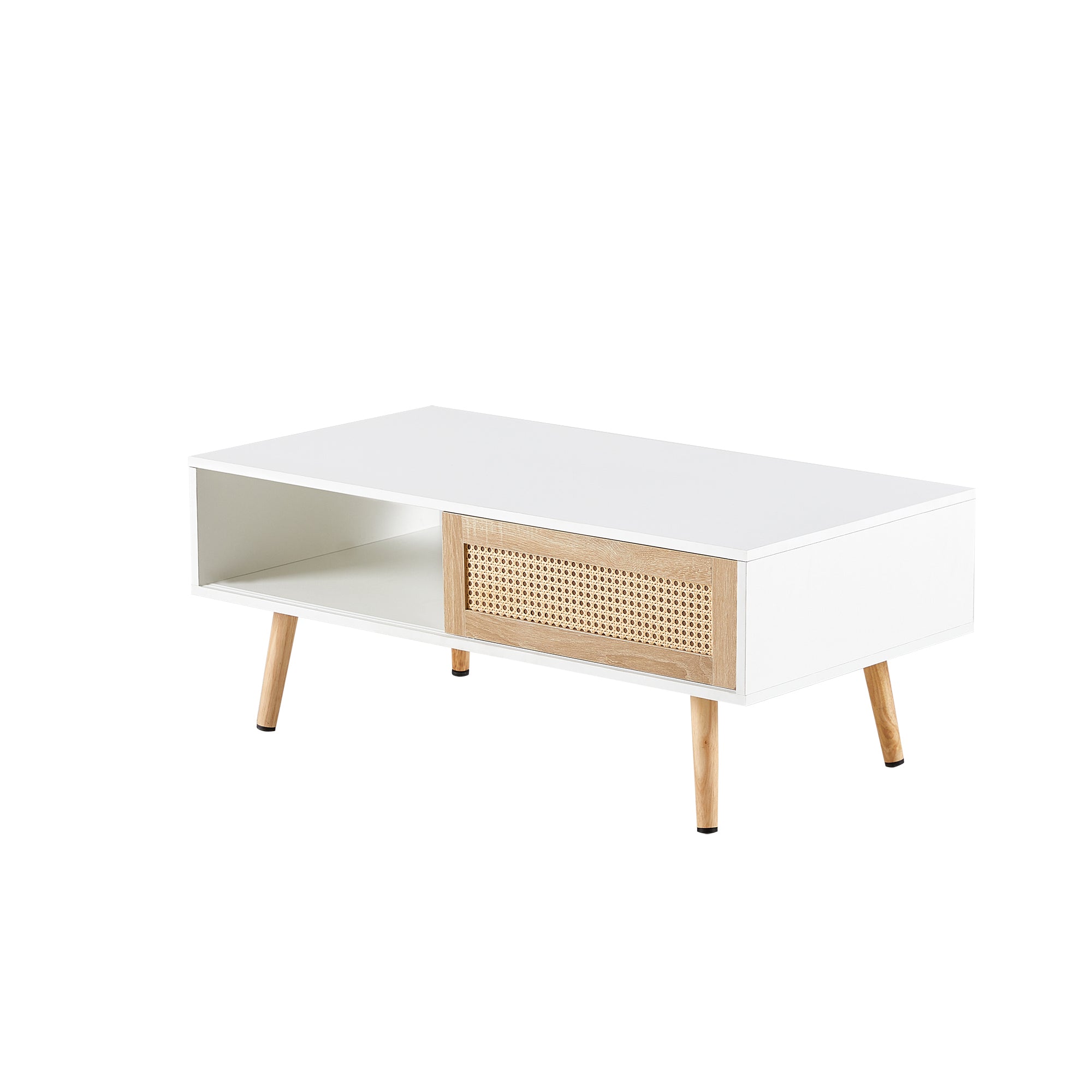 White MDF coffee table solid wood leg construction