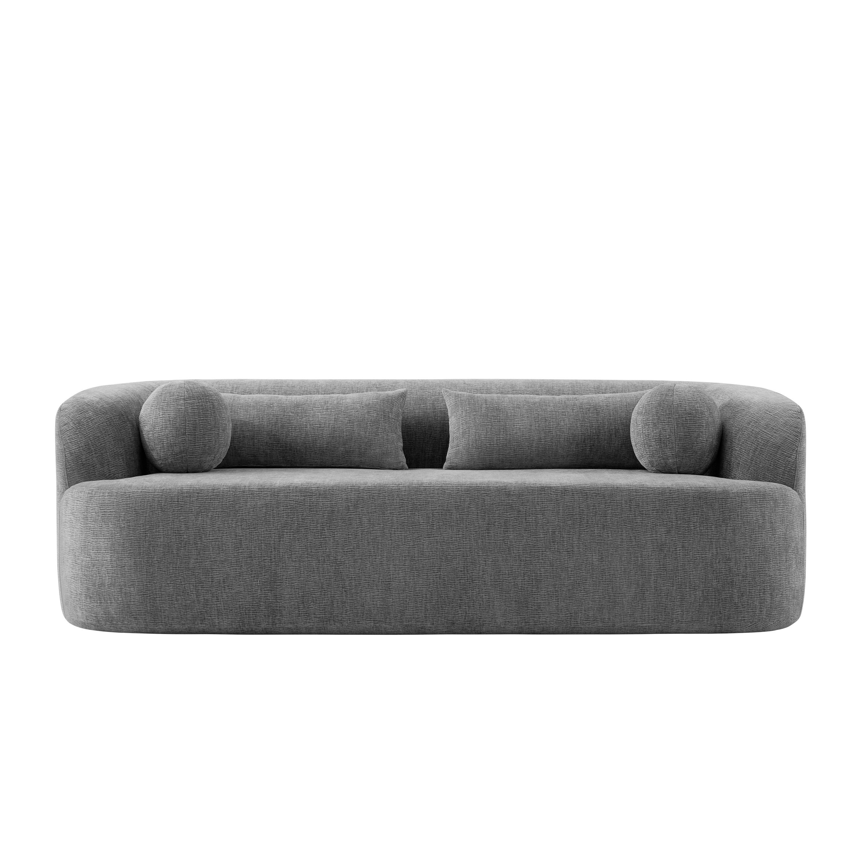Lumbar pillows on gray cloud sofa