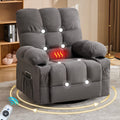 Gray oversized massage swivel rocker recliner — front view