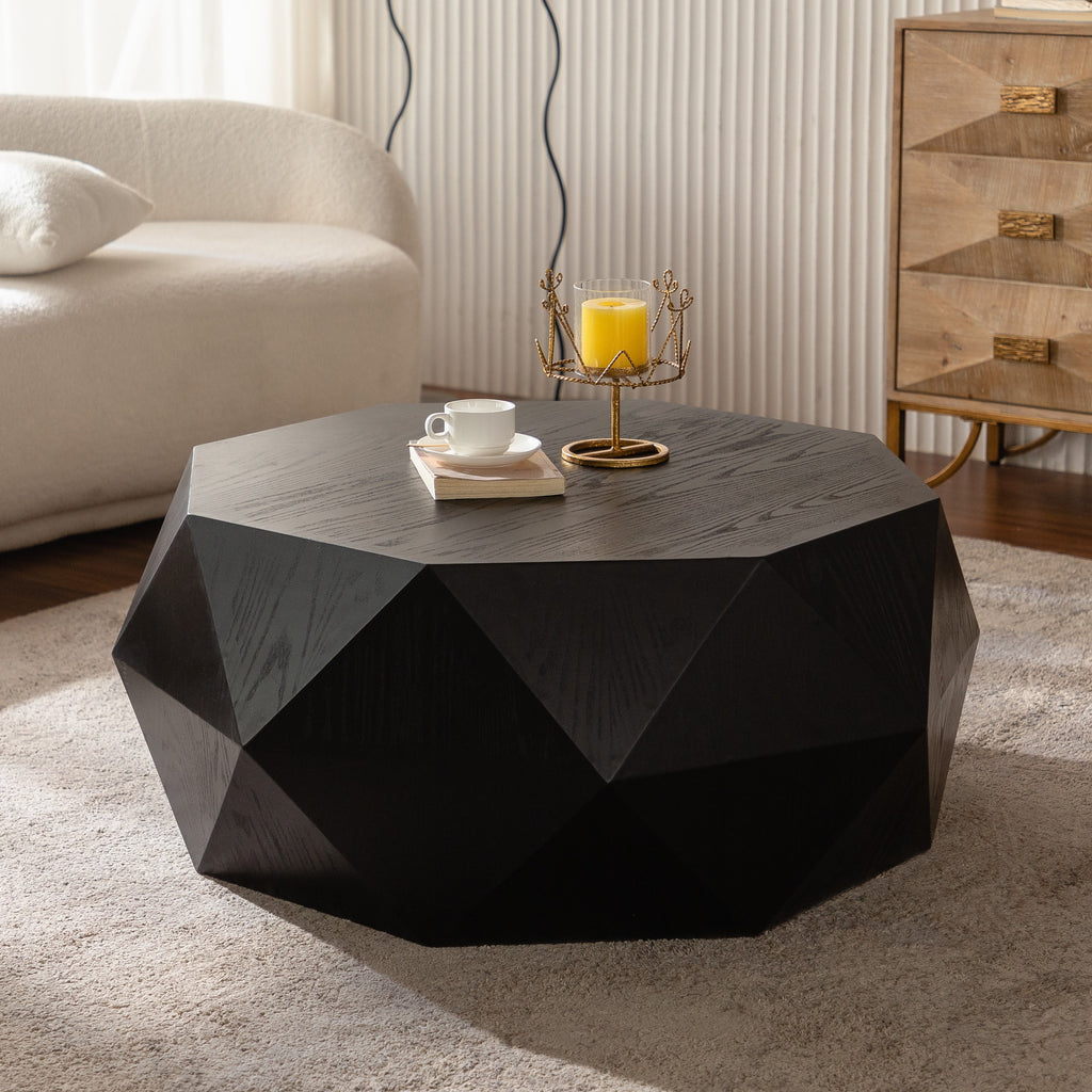 Vintage coffee table three-dimensional pattern detail close-up