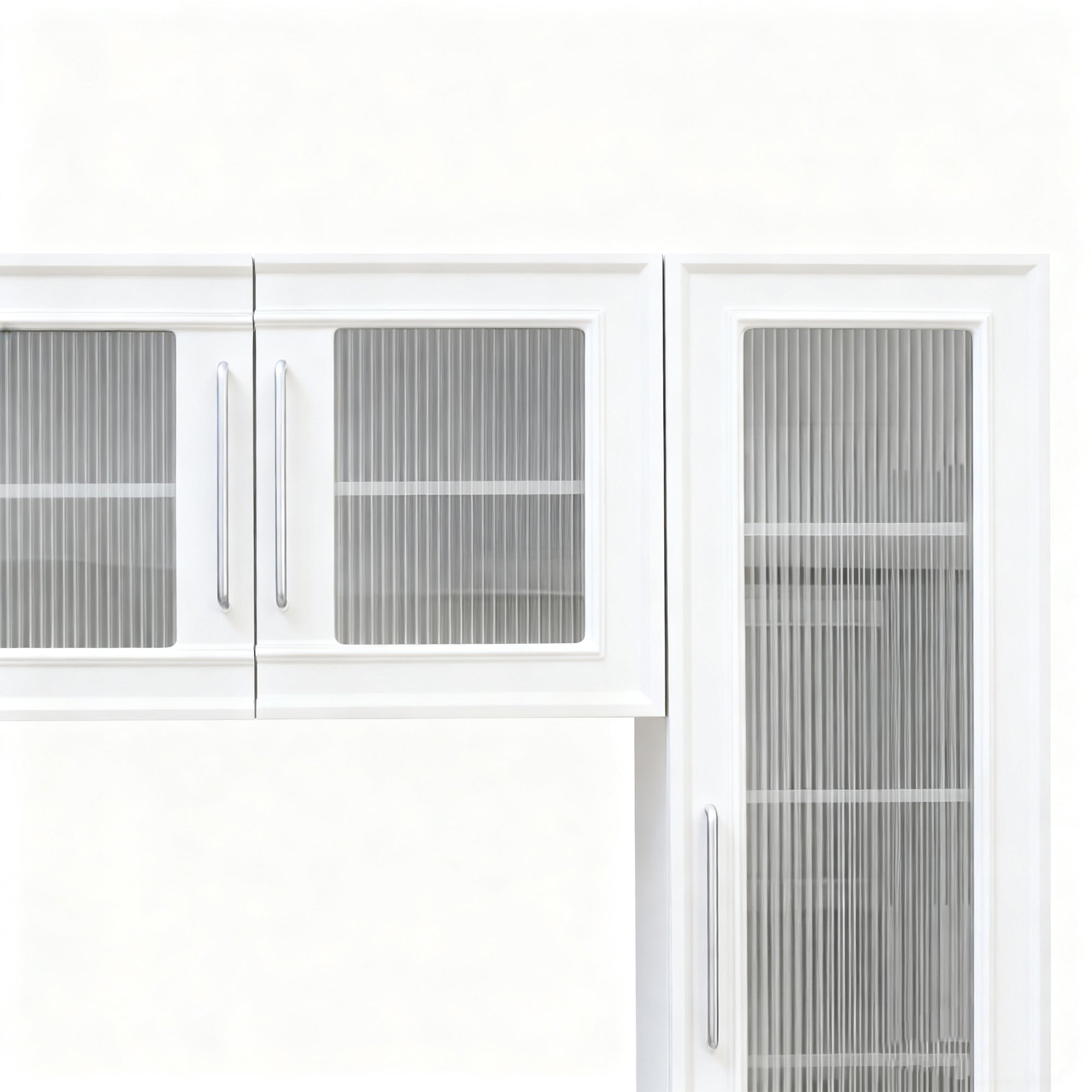 102-inch TV wall unit with silver metal handles angle view