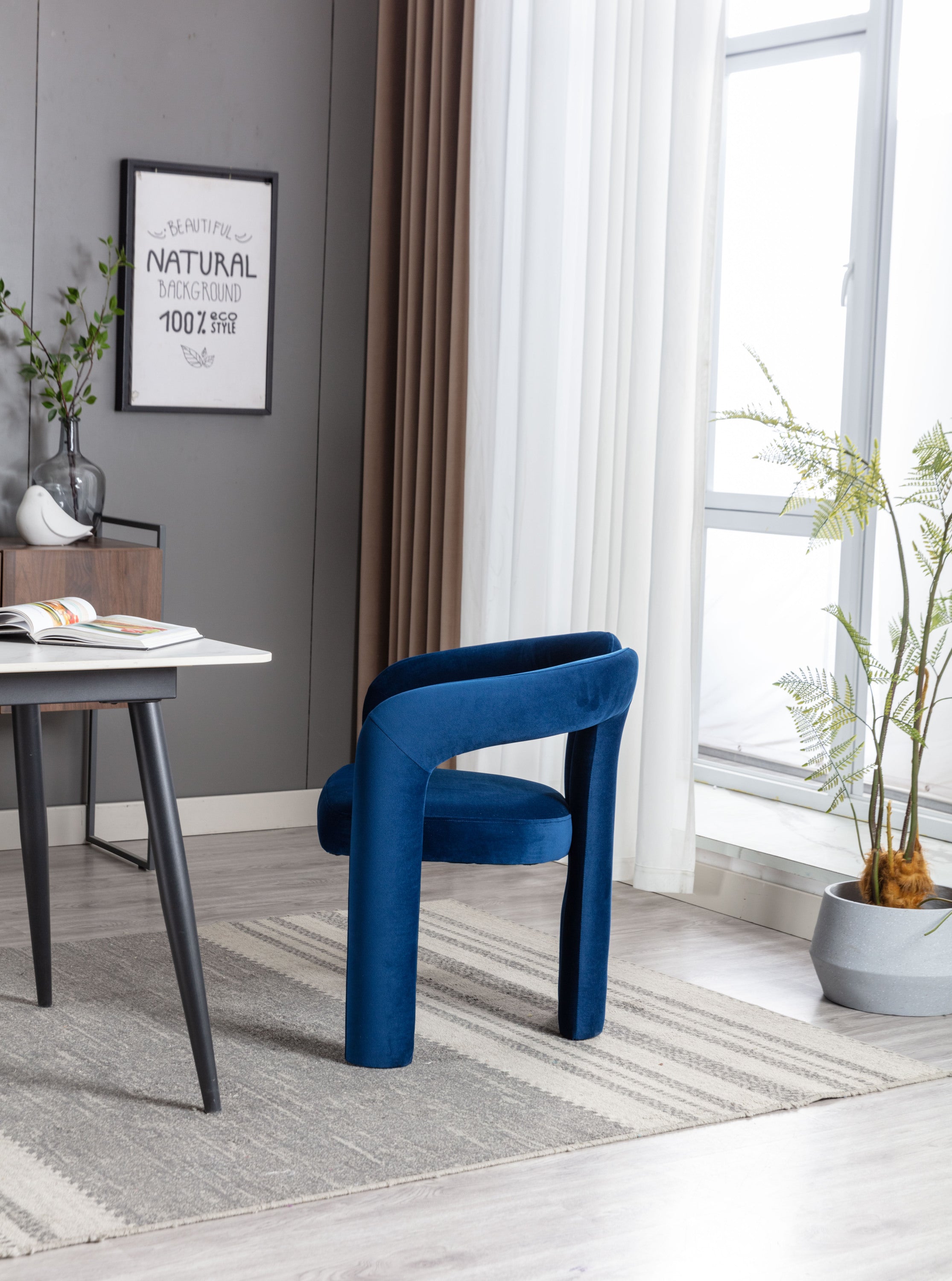 Velvet Barrel Accent Chair Set of 2 — Wood Legs