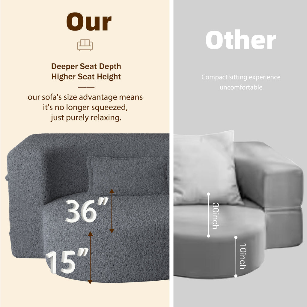 Sherpa Fleece Foldable Floor Sofa Bed — 3-in-1 Full Size, 78" Wide