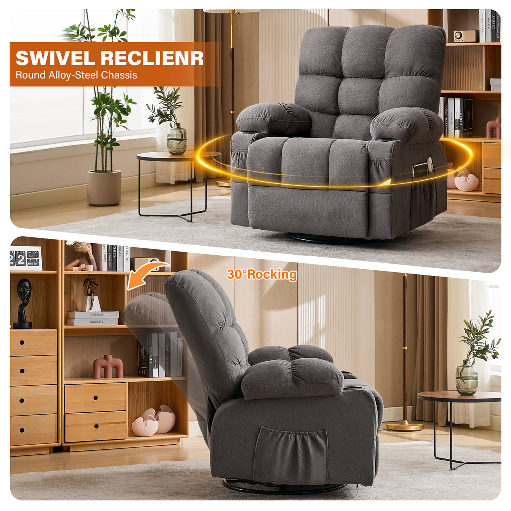 Massage recliner lumbar heating and vibration nodes close-up