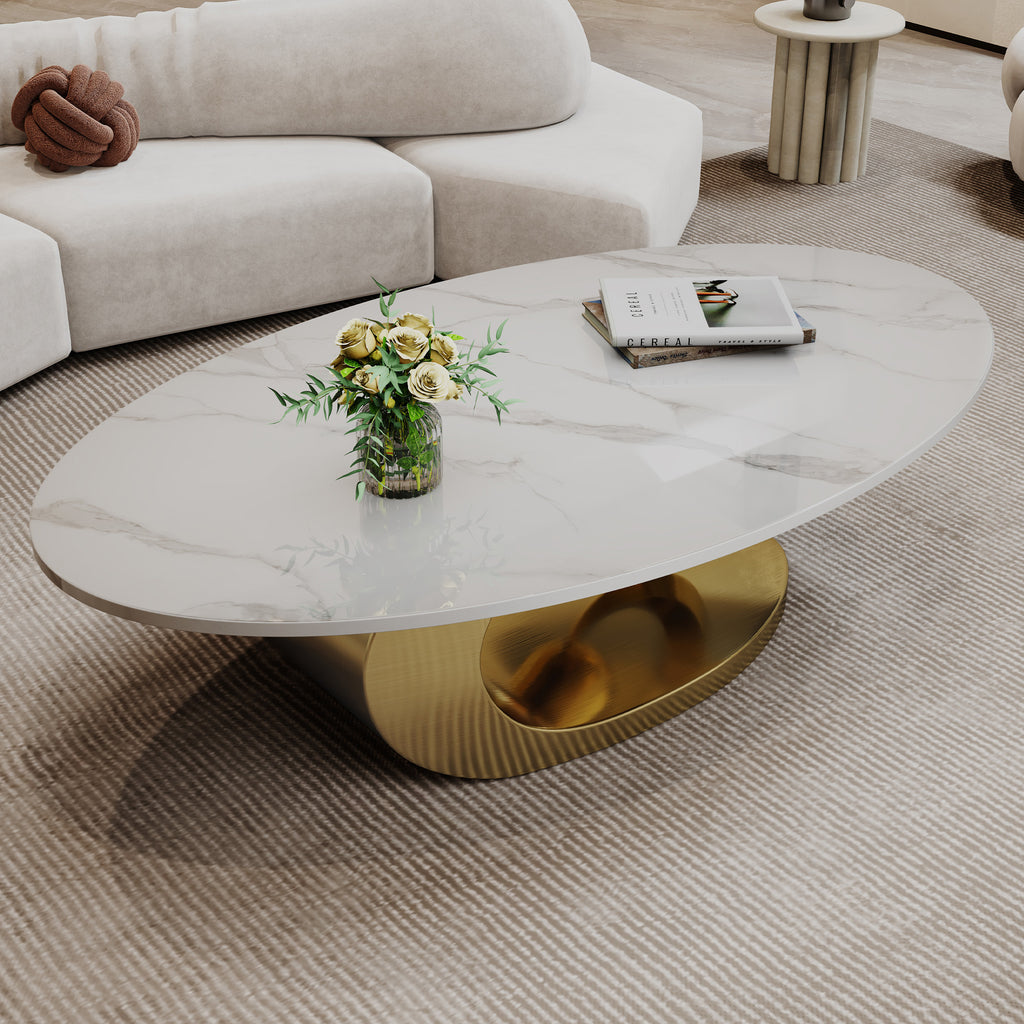 Modern coffee table oval shape living room centerpiece
