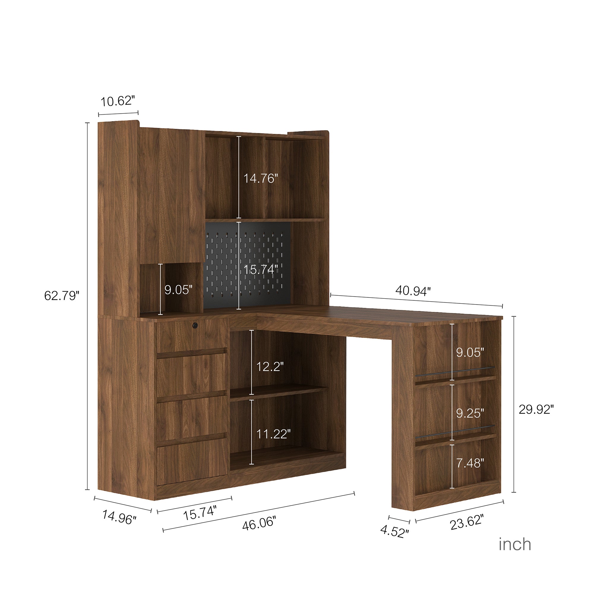 Natural wood corner desk in home office setting