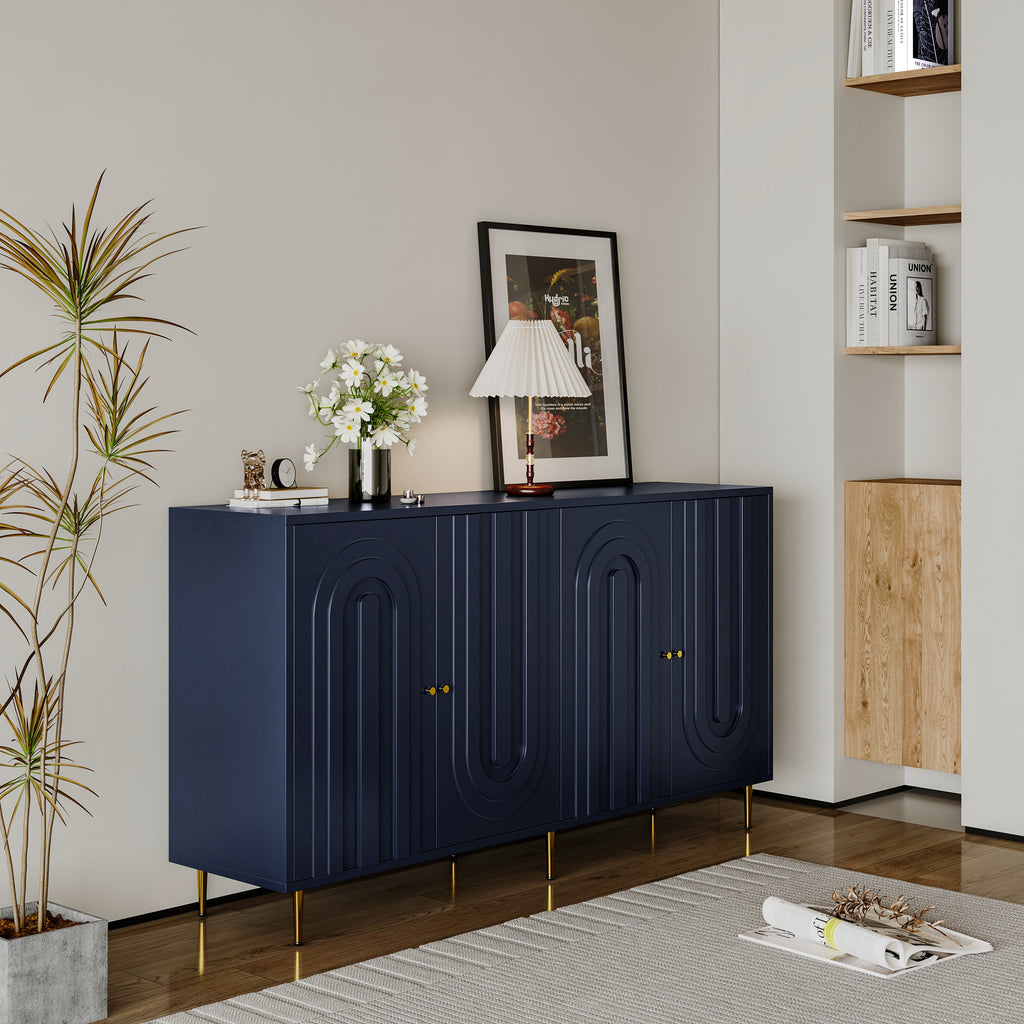 60 inch contemporary blue sideboard with four doors — full overview