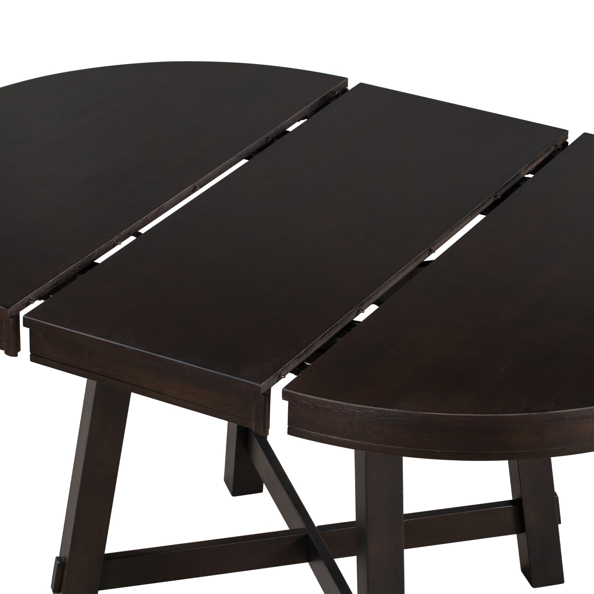 Round Extendable Dining Table — 16" Leaf, X-Base, Seats 6