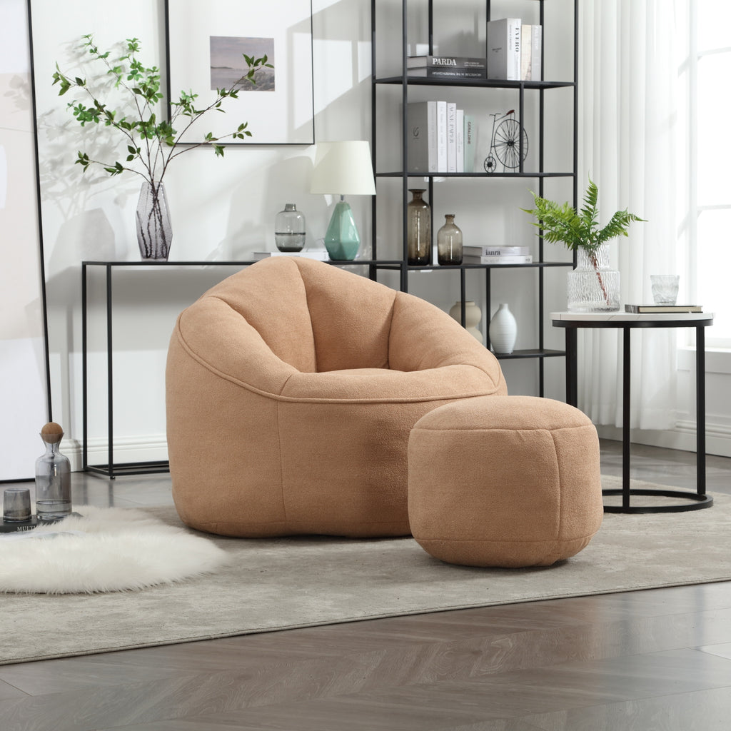 Bean bag chair with high-pressure foam — angle view