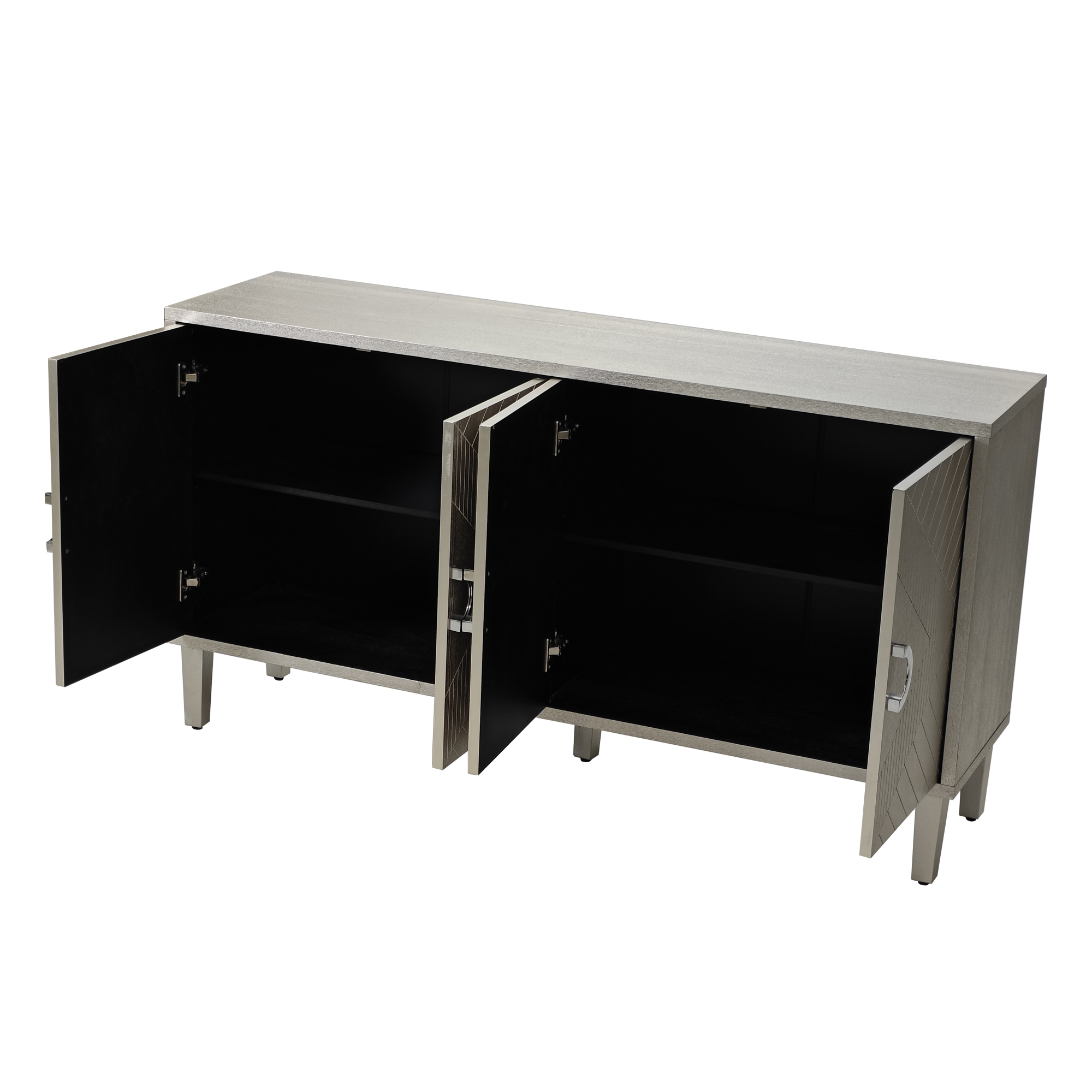 4-door storage cabinet interior shelving overview