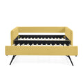 Upholstered Tufted Daybed with Twin Pop-up Trundle, Yellow Boucle Fabric, 83''x43''x29.5''