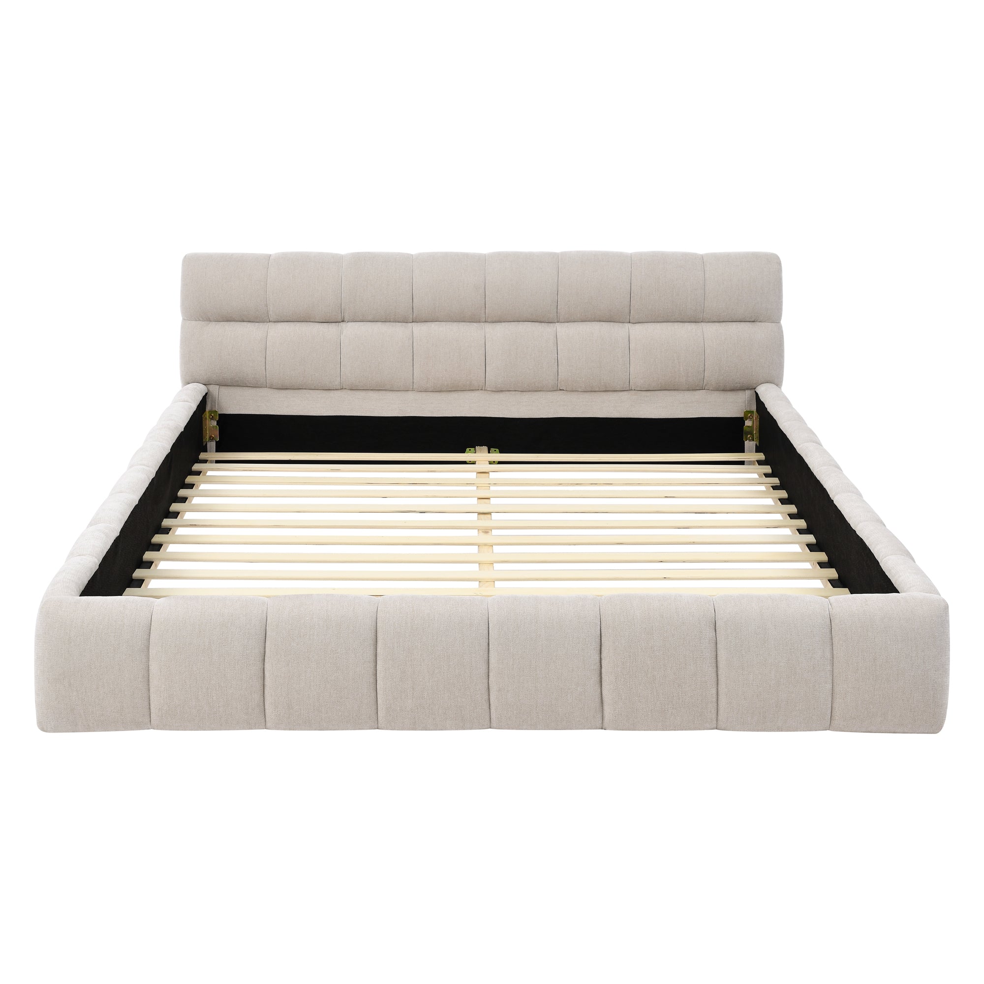 Queen chenille platform bed product photo