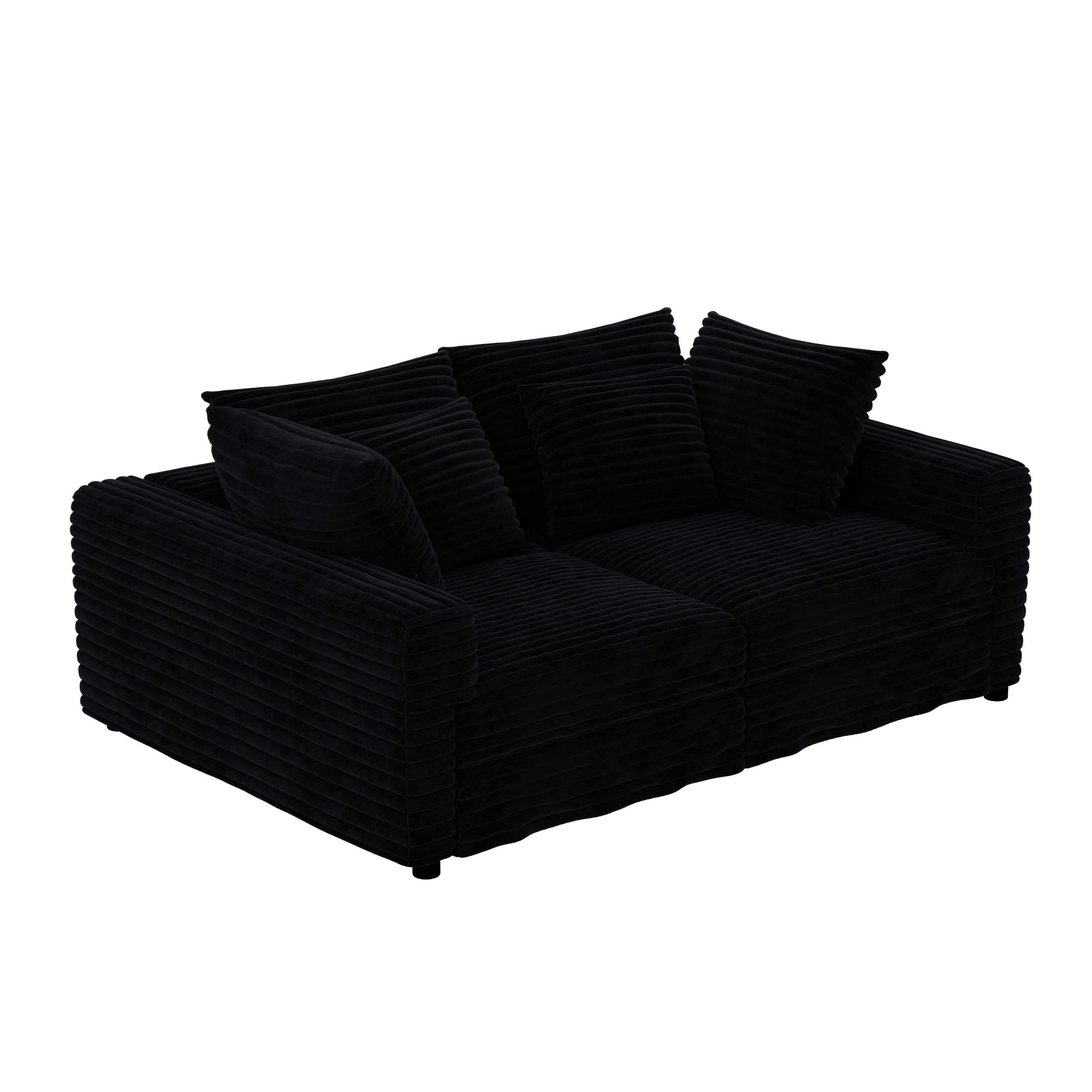 102.4 'Plush Corduroy 4-Seat Sofa,Modern Comfy Upholstered Sofa Cloud Couch,Deep Seat Couches with Soft Pillows and 3 Ottomans,Convertible Sofa Lounge Chair,Black(Old SKU:W1885S00287)