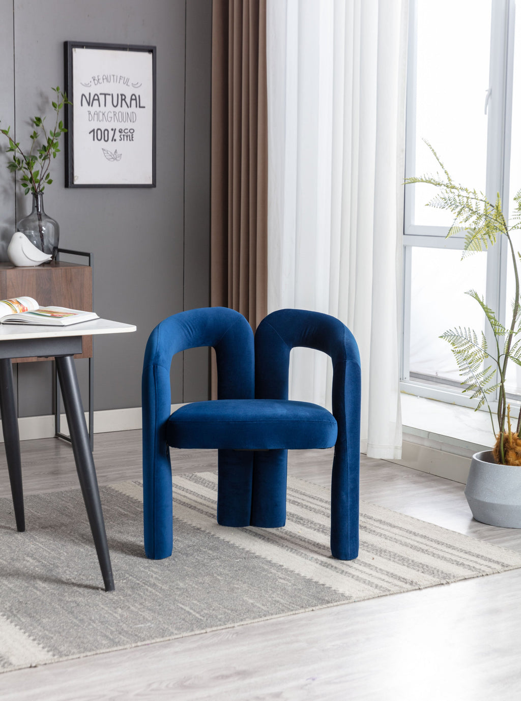 Velvet Barrel Accent Chair Set of 2 — Wood Legs