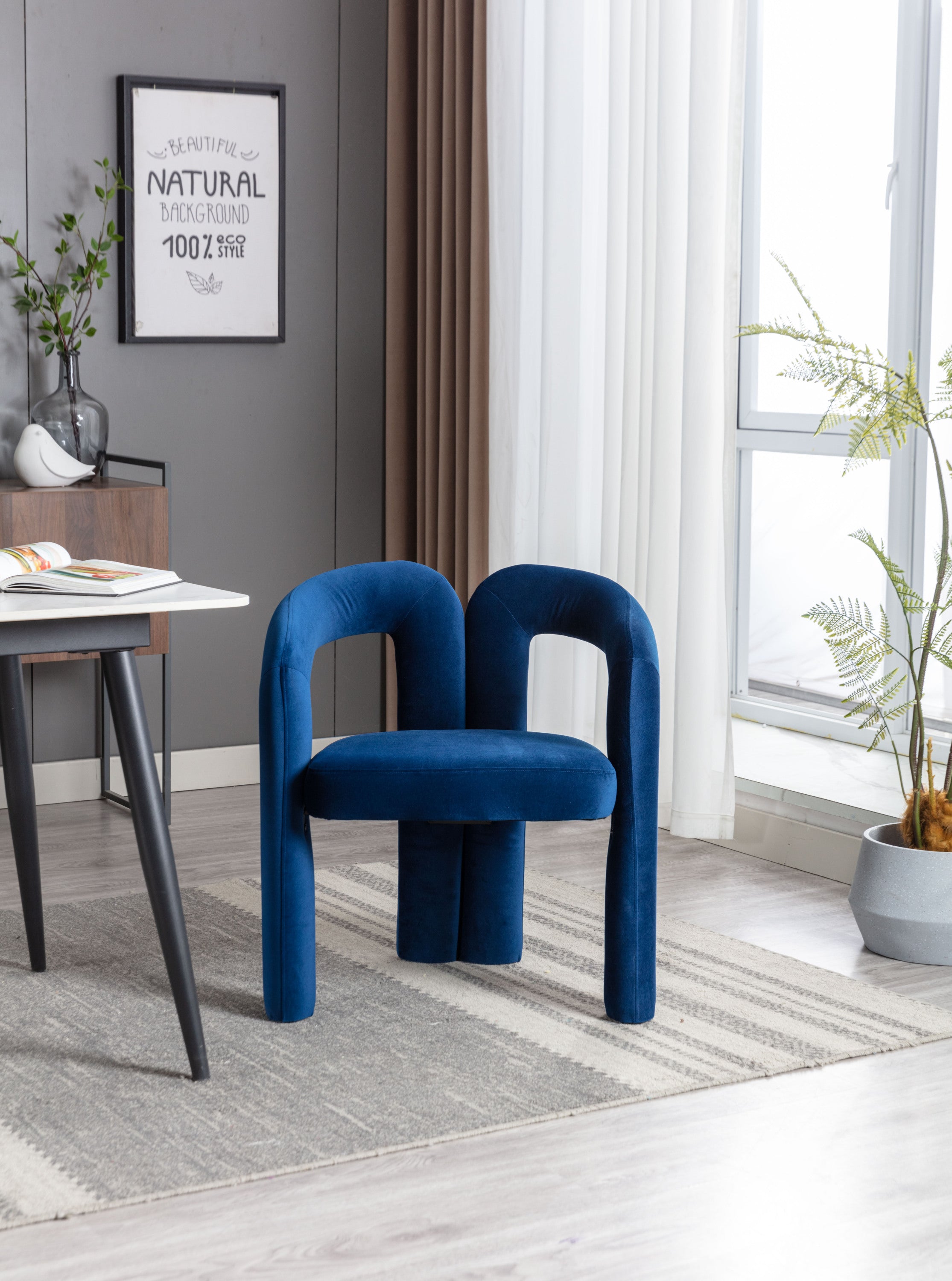 Velvet Barrel Accent Chair Set of 2 — Wood Legs