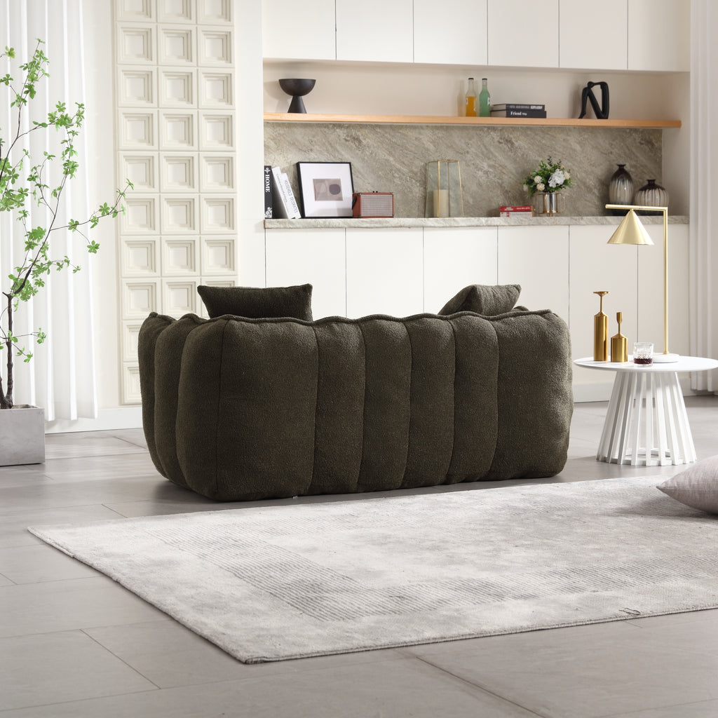 Soft chenille upholstery close-up — olive green