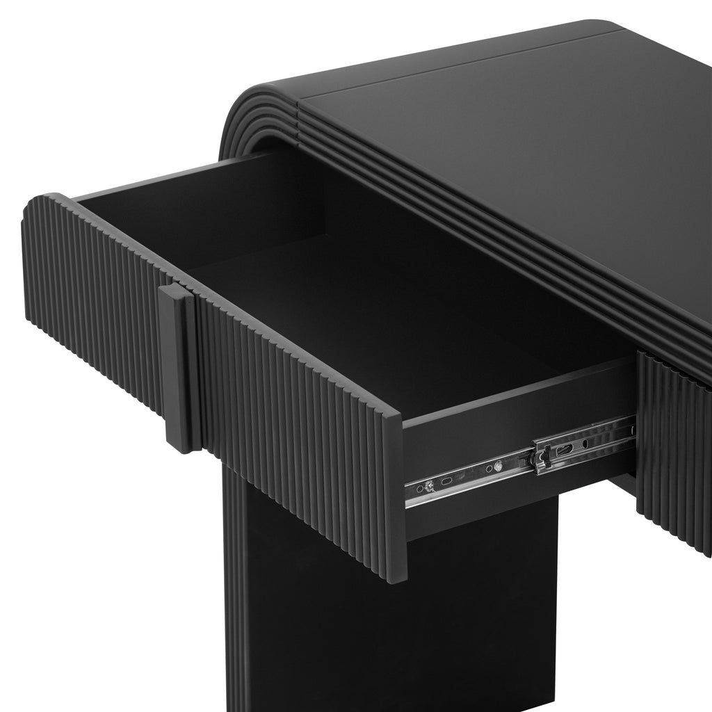 Modern fluted drawer console table side profile