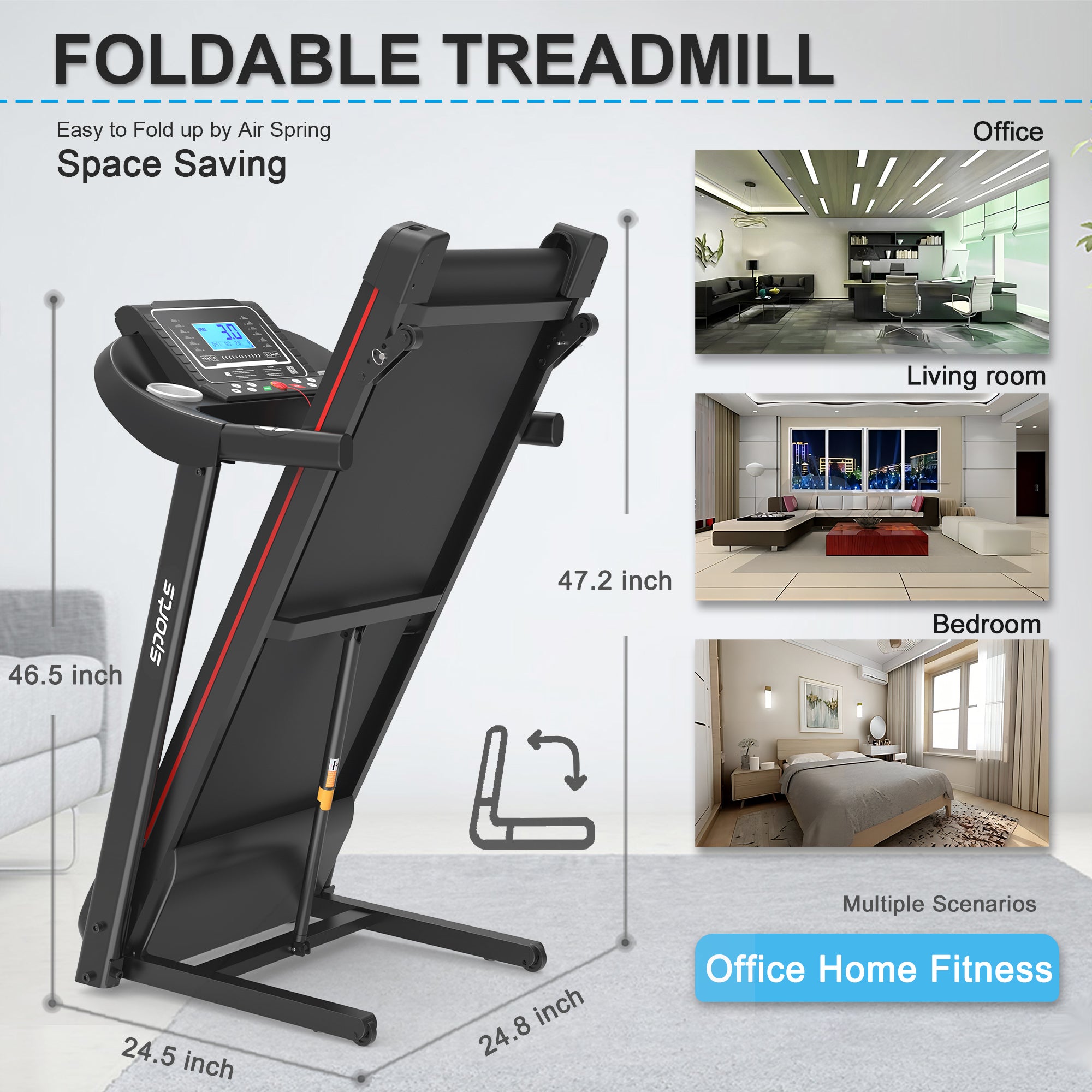 Home workout treadmill LCD display time speed distance calories