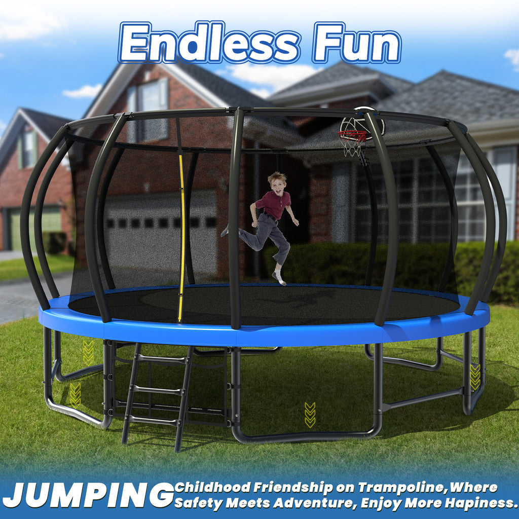 Galvanized steel round trampoline frame six W-shaped legs and ladder