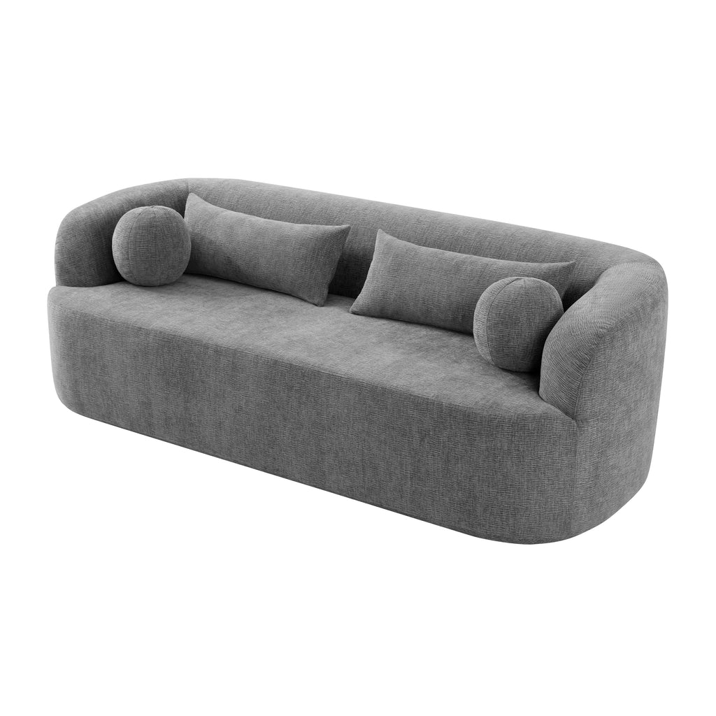 Legless chenille sofa from above