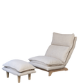 Beige foldable reclining floor chair — front view