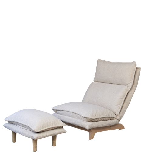 Beige foldable reclining floor chair — front view