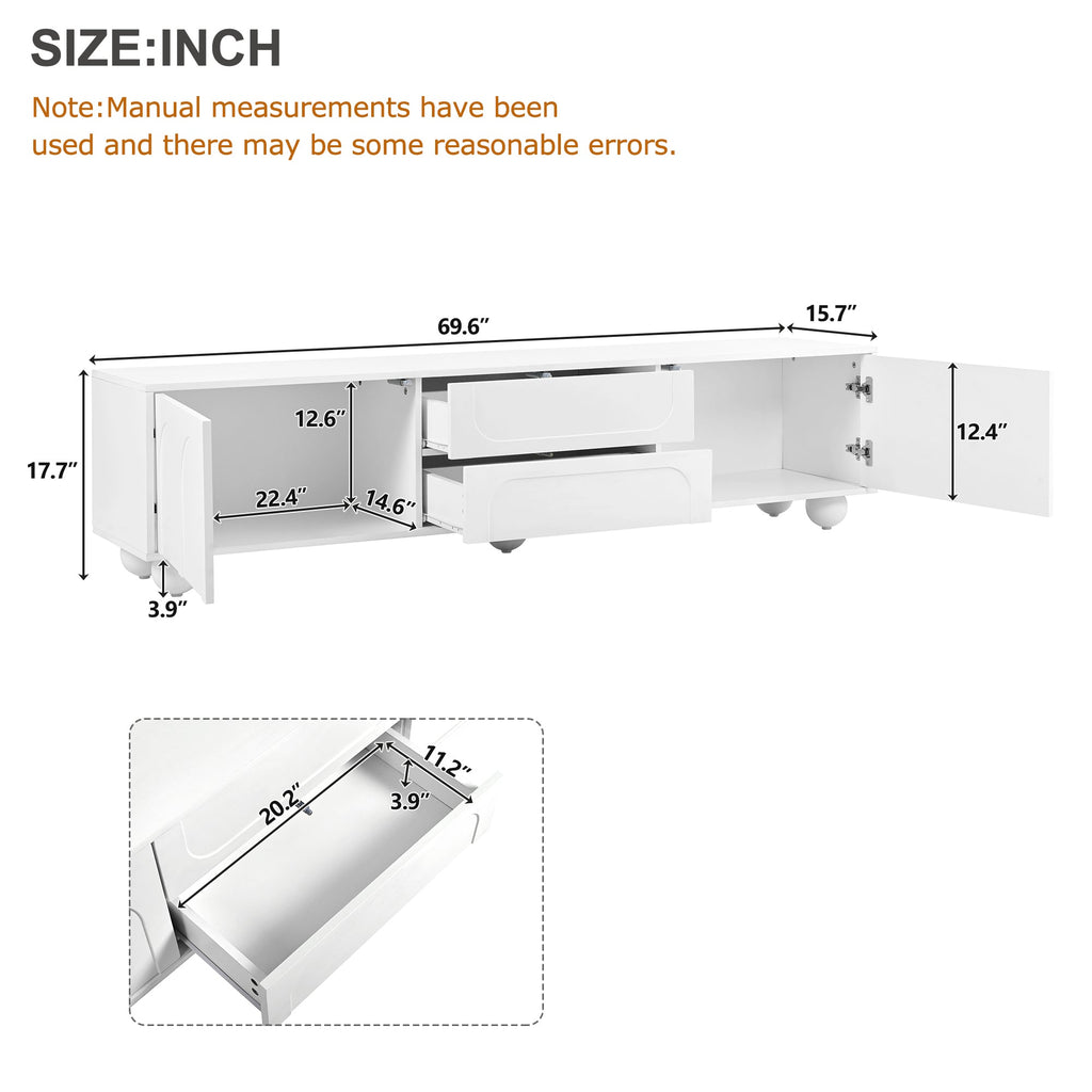 TV Stand with Arched Doors & 2 Drawers — for TVs Up to 75"