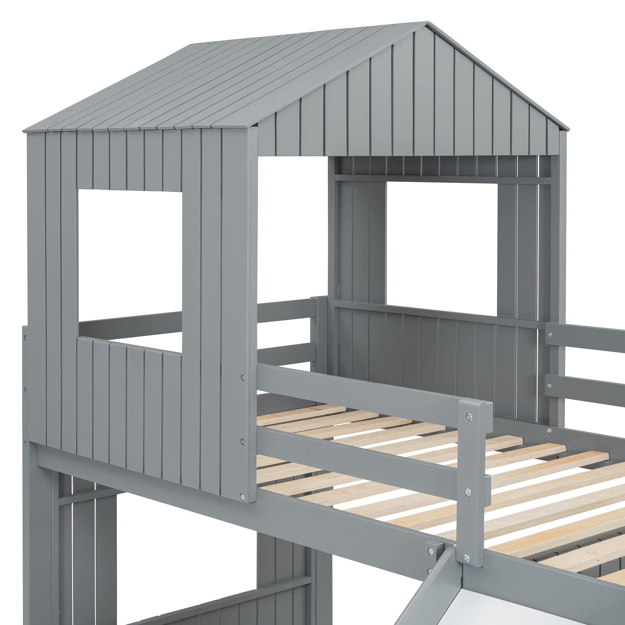Twin over full bunk bed upper and lower sleeping platform