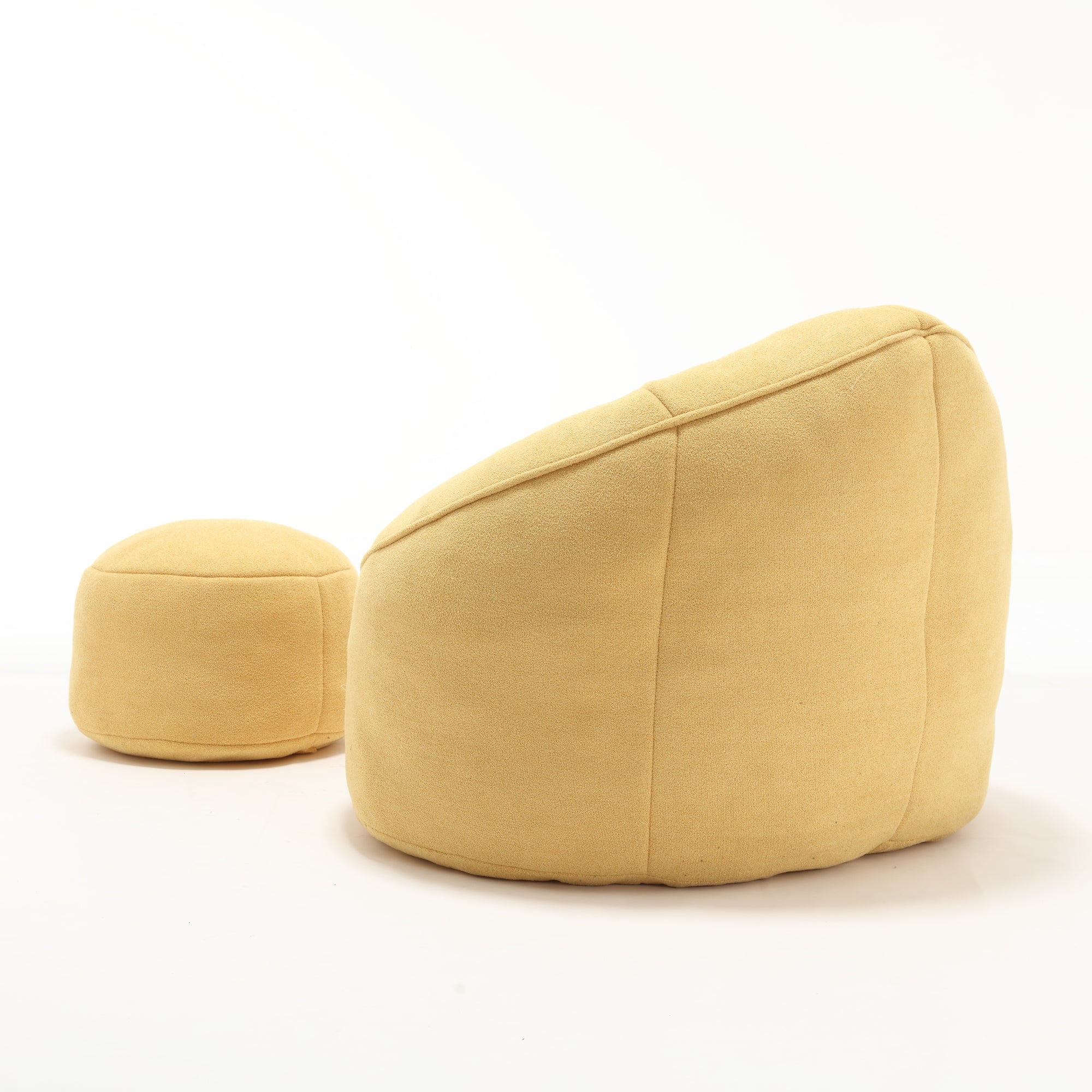 Yellow microfiber bean bag chair with footrest — product image