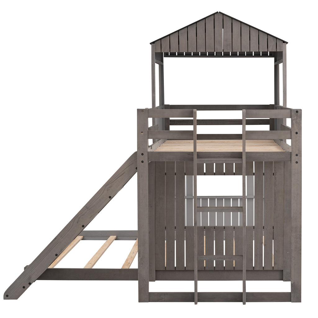 Twin over full bunk bed with slide lifestyle photo